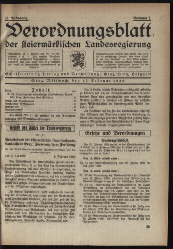 Verordnungsblatt der steiermärkischen Landesregierung 19290213 Seite: 1