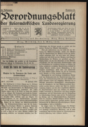 Verordnungsblatt der steiermärkischen Landesregierung 19290306 Seite: 1