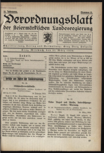 Verordnungsblatt der steiermärkischen Landesregierung 19290327 Seite: 1