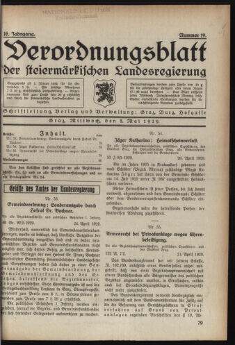 Verordnungsblatt der steiermärkischen Landesregierung 19290508 Seite: 1