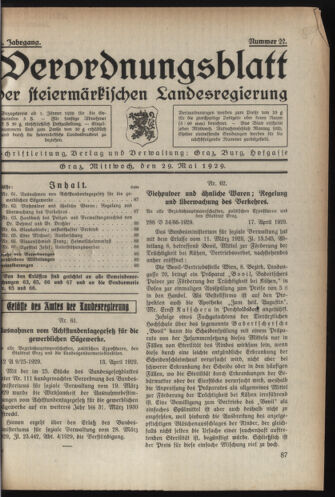 Verordnungsblatt der steiermärkischen Landesregierung 19290529 Seite: 1