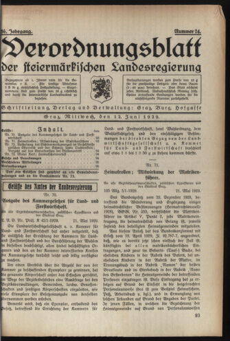 Verordnungsblatt der steiermärkischen Landesregierung 19290612 Seite: 1