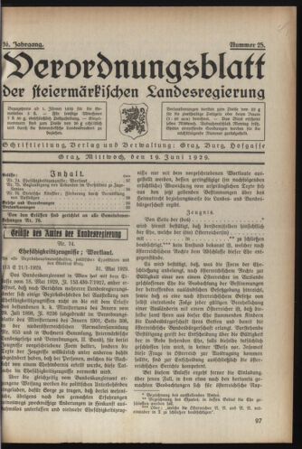 Verordnungsblatt der steiermärkischen Landesregierung 19290619 Seite: 1