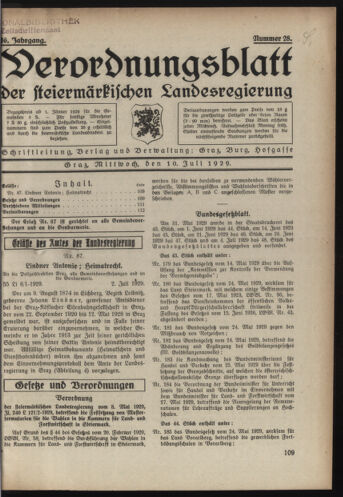 Verordnungsblatt der steiermärkischen Landesregierung 19290710 Seite: 1