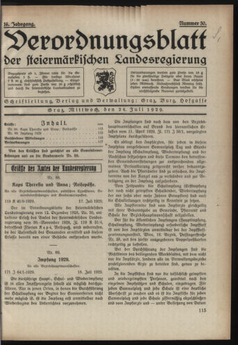 Verordnungsblatt der steiermärkischen Landesregierung 19290724 Seite: 1