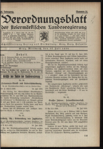 Verordnungsblatt der steiermärkischen Landesregierung 19290731 Seite: 1