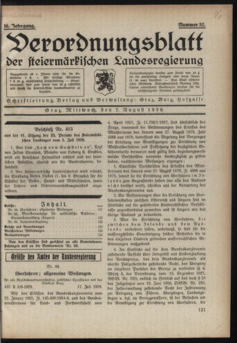 Verordnungsblatt der steiermärkischen Landesregierung 19290807 Seite: 1