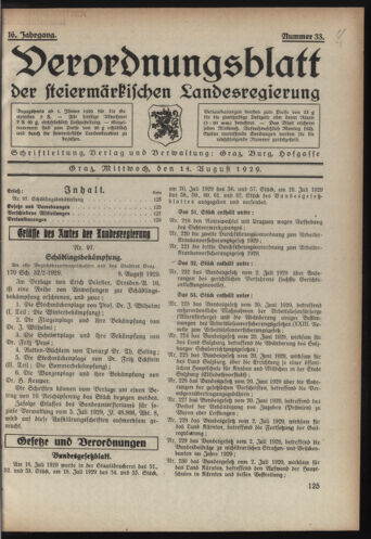 Verordnungsblatt der steiermärkischen Landesregierung 19290814 Seite: 1