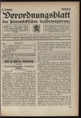 Verordnungsblatt der steiermärkischen Landesregierung 19290904 Seite: 1