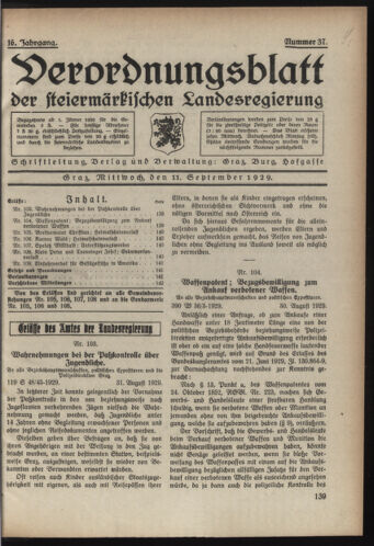 Verordnungsblatt der steiermärkischen Landesregierung 19290911 Seite: 1