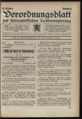 Verordnungsblatt der steiermärkischen Landesregierung 19290918 Seite: 1