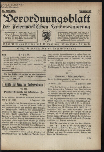 Verordnungsblatt der steiermärkischen Landesregierung 19290925 Seite: 1