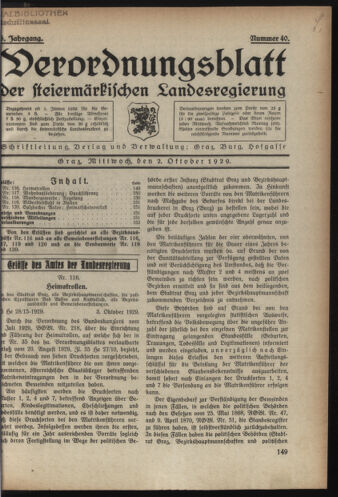 Verordnungsblatt der steiermärkischen Landesregierung 19291002 Seite: 1