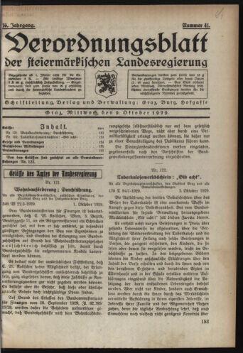 Verordnungsblatt der steiermärkischen Landesregierung 19291009 Seite: 1