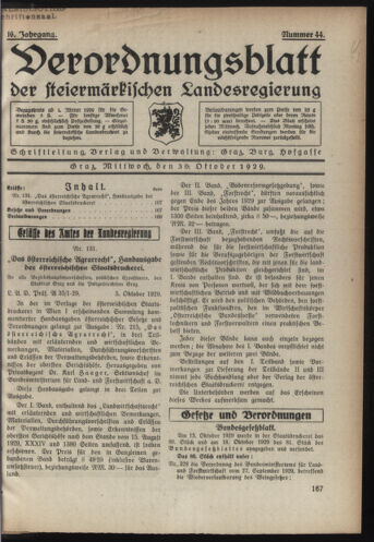 Verordnungsblatt der steiermärkischen Landesregierung 19291030 Seite: 1