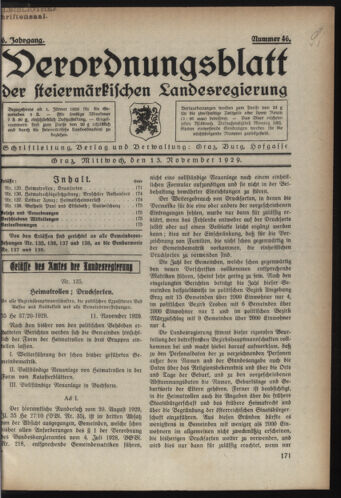 Verordnungsblatt der steiermärkischen Landesregierung 19291113 Seite: 1