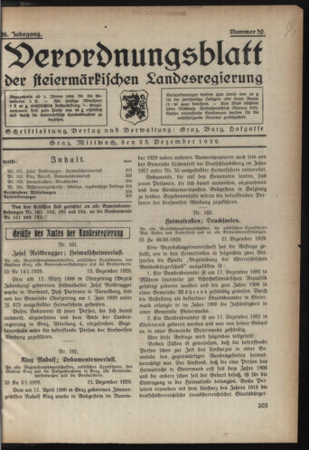 Verordnungsblatt der steiermärkischen Landesregierung 19291225 Seite: 1