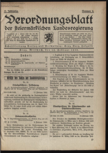 Verordnungsblatt der steiermärkischen Landesregierung 19300219 Seite: 1