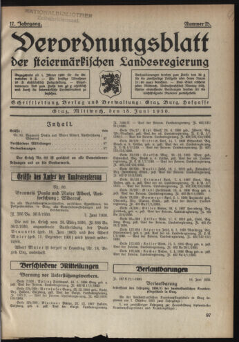 Verordnungsblatt der steiermärkischen Landesregierung 19300618 Seite: 1