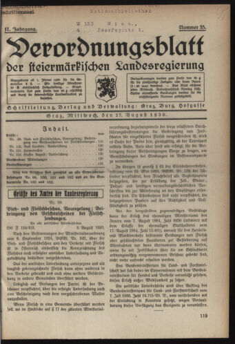 Verordnungsblatt der steiermärkischen Landesregierung 19300827 Seite: 1