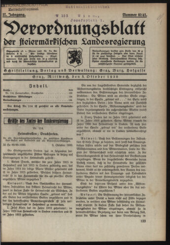 Verordnungsblatt der steiermärkischen Landesregierung 19301008 Seite: 1