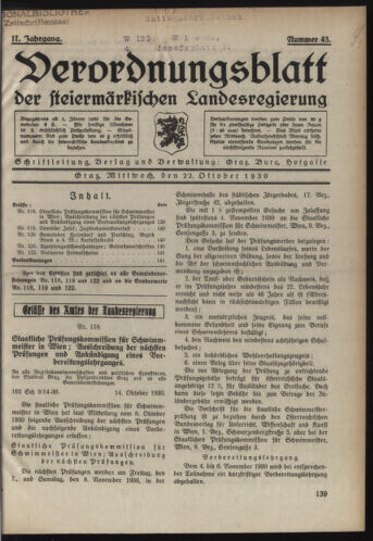 Verordnungsblatt der steiermärkischen Landesregierung 19301022 Seite: 1