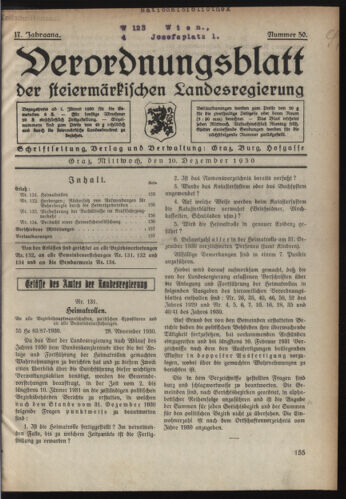 Verordnungsblatt der steiermärkischen Landesregierung 19301210 Seite: 1