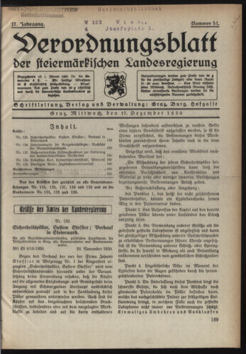 Verordnungsblatt der steiermärkischen Landesregierung 19301217 Seite: 1