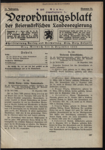 Verordnungsblatt der steiermärkischen Landesregierung 19301231 Seite: 1