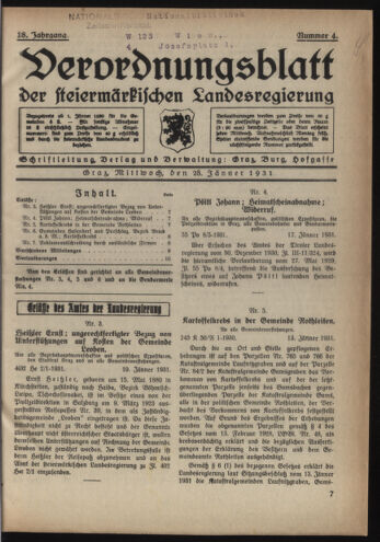 Verordnungsblatt der steiermärkischen Landesregierung 19310128 Seite: 1