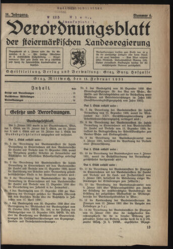 Verordnungsblatt der steiermärkischen Landesregierung 19310211 Seite: 1