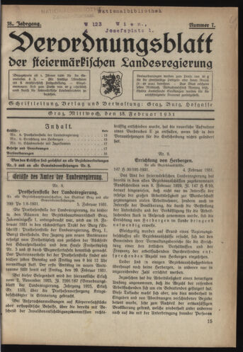 Verordnungsblatt der steiermärkischen Landesregierung 19310218 Seite: 1