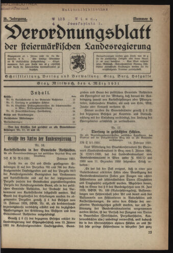 Verordnungsblatt der steiermärkischen Landesregierung 19310304 Seite: 1