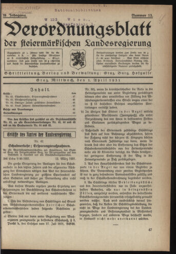 Verordnungsblatt der steiermärkischen Landesregierung 19310401 Seite: 1