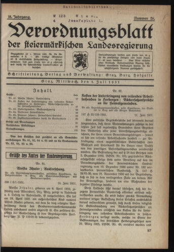 Verordnungsblatt der steiermärkischen Landesregierung 19310701 Seite: 1