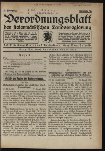 Verordnungsblatt der steiermärkischen Landesregierung 19310909 Seite: 1