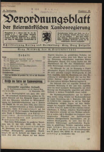 Verordnungsblatt der steiermärkischen Landesregierung 19310930 Seite: 1