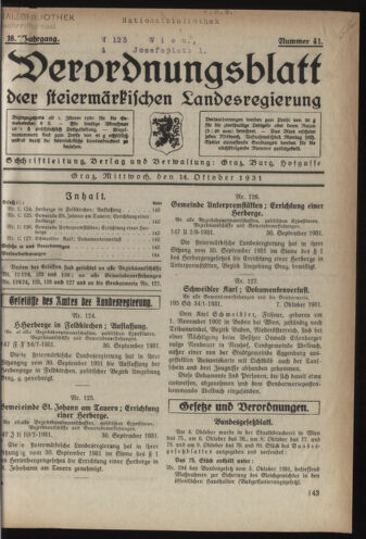 Verordnungsblatt der steiermärkischen Landesregierung 19311014 Seite: 1