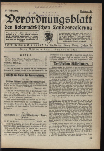 Verordnungsblatt der steiermärkischen Landesregierung 19311111 Seite: 1