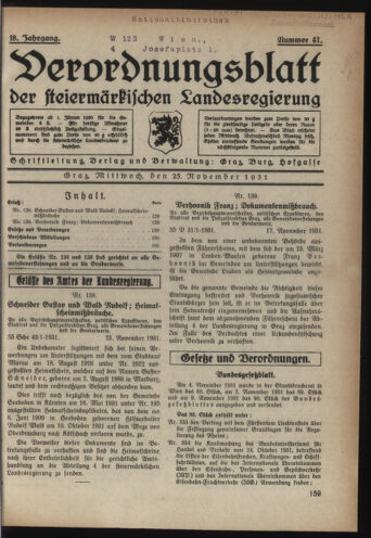 Verordnungsblatt der steiermärkischen Landesregierung 19311125 Seite: 1