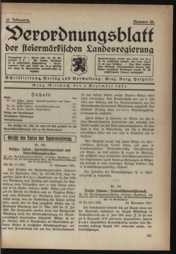 Verordnungsblatt der steiermärkischen Landesregierung 19311202 Seite: 1