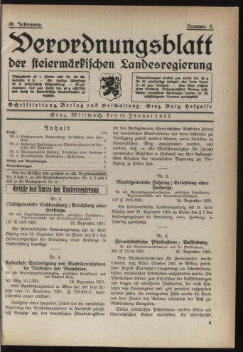 Verordnungsblatt der steiermärkischen Landesregierung 19320113 Seite: 1