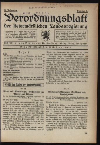 Verordnungsblatt der steiermärkischen Landesregierung 19320224 Seite: 1