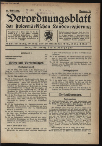 Verordnungsblatt der steiermärkischen Landesregierung 19320330 Seite: 1