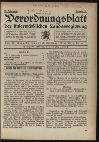 Verordnungsblatt der steiermärkischen Landesregierung 19320518 Seite: 1