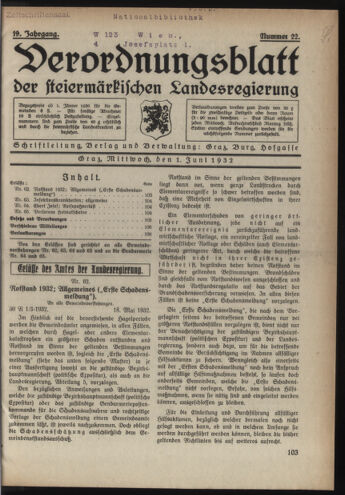 Verordnungsblatt der steiermärkischen Landesregierung 19320601 Seite: 1