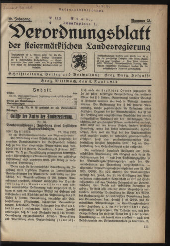 Verordnungsblatt der steiermärkischen Landesregierung 19320608 Seite: 1