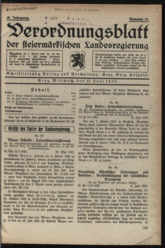 Verordnungsblatt der steiermärkischen Landesregierung 19320615 Seite: 1