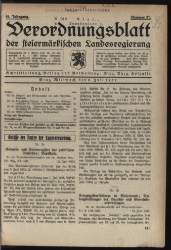 Verordnungsblatt der steiermärkischen Landesregierung 19320706 Seite: 1