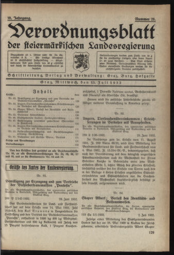 Verordnungsblatt der steiermärkischen Landesregierung 19320713 Seite: 1